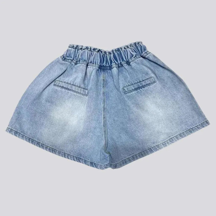 Baggy rhinestone women's denim shorts