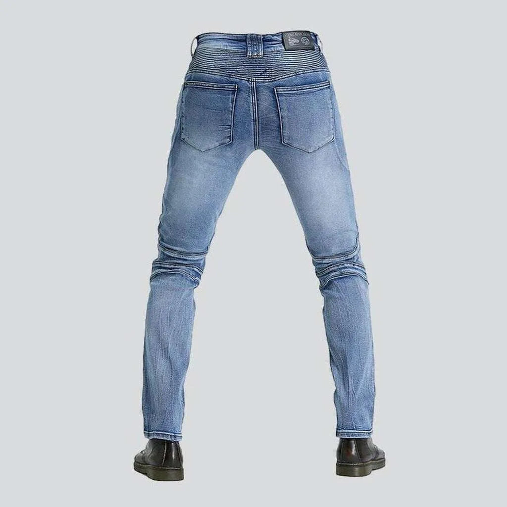 Light blue men's biker jeans