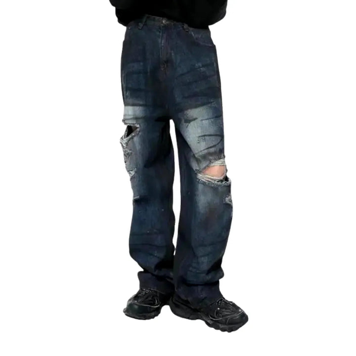 Distressed men's baggy jeans