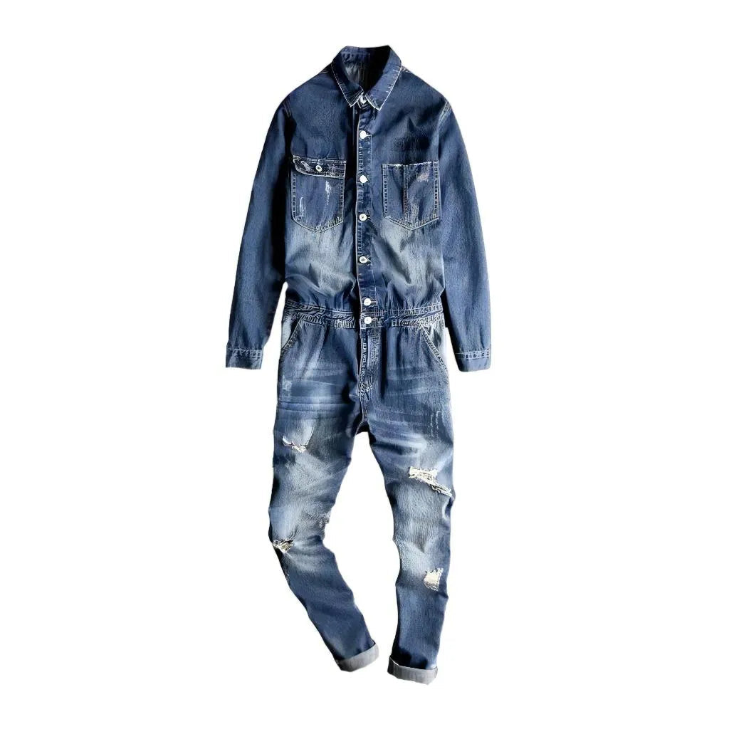 Distressed street jeans overall
 for men