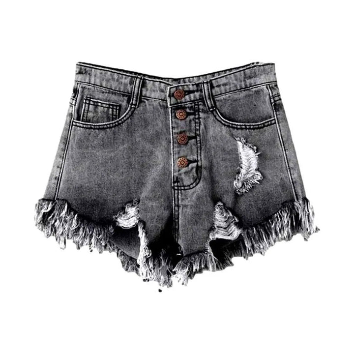 Distressed urban women's denim shorts