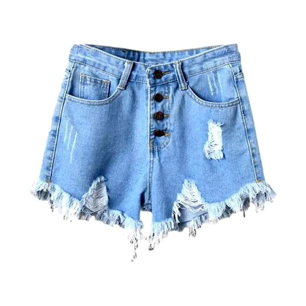 Distressed urban women's denim shorts