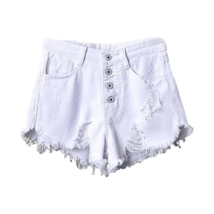 Distressed urban women's denim shorts