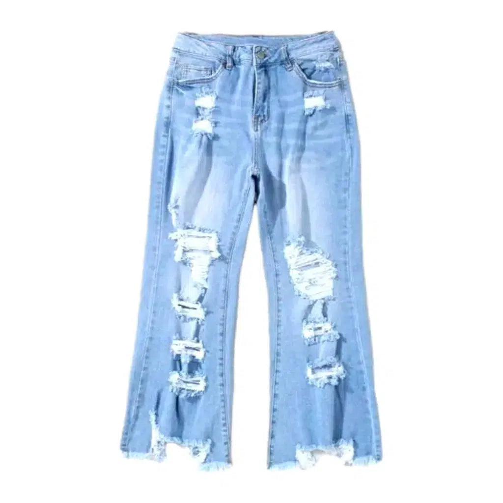 Distressed women's cutoff-bottoms jeans