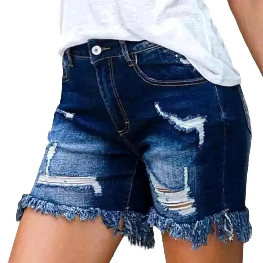 Distressed women's jean shorts