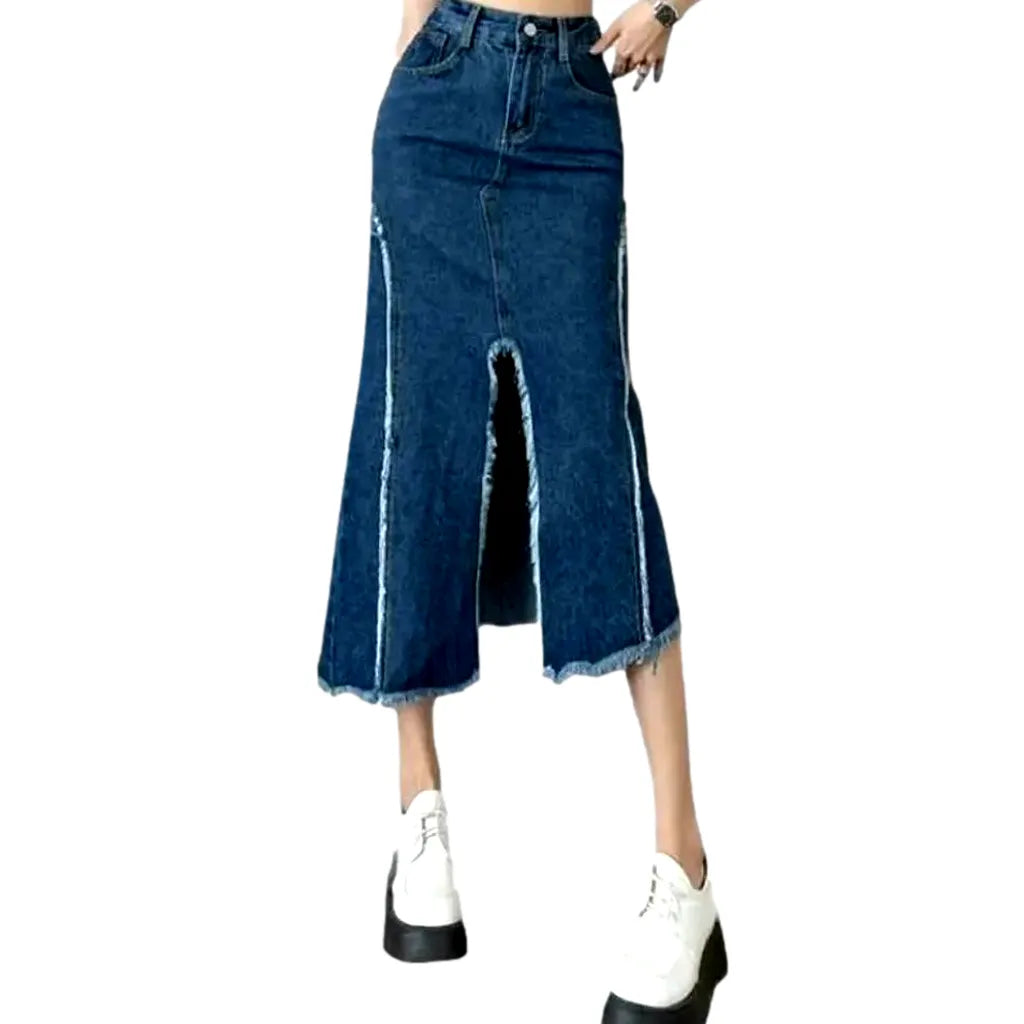 Distressed women's jean skirt