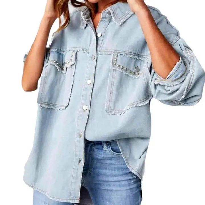 Distressed women's jeans jacket