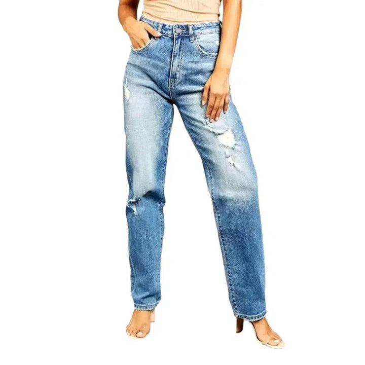 Distressed women's light-wash jeans
