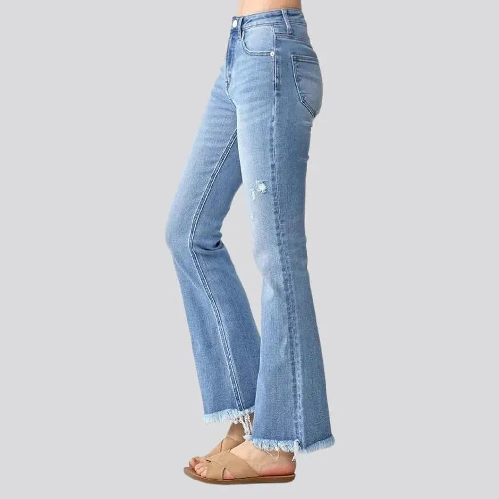 Frayed-hem bootcut jeans
 for women