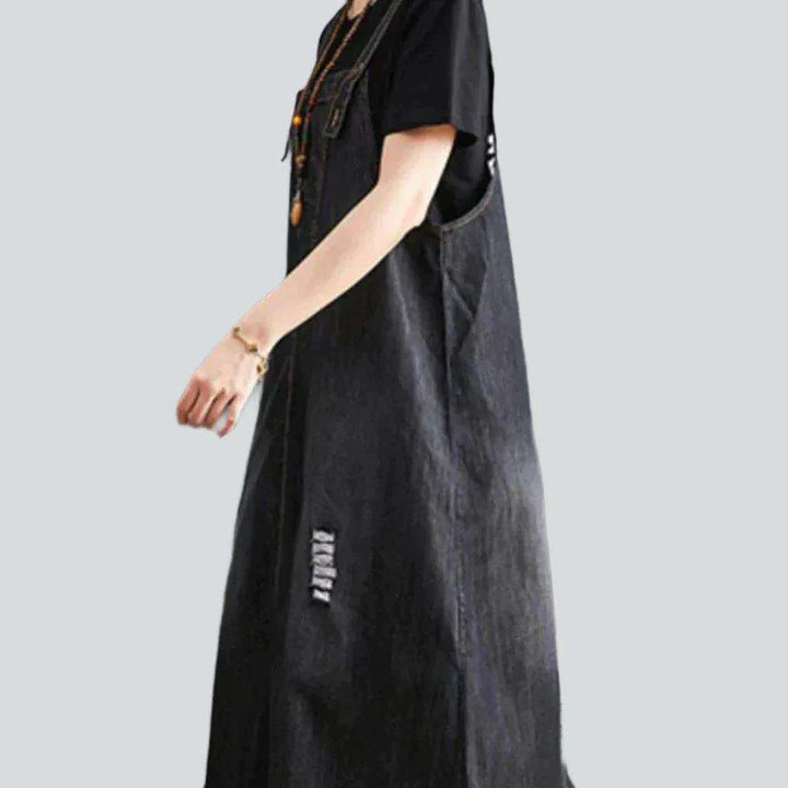 Vintage black urban denim dress