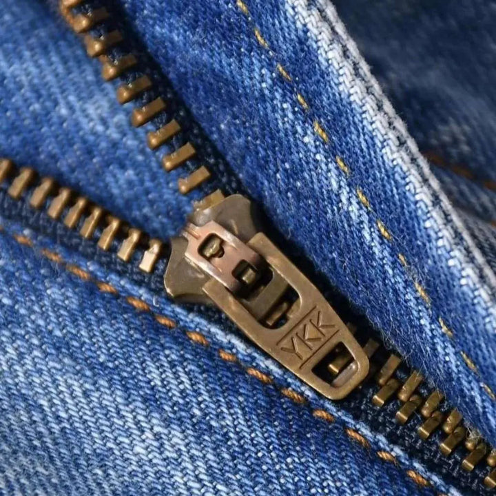Light wash men's self-edge jeans