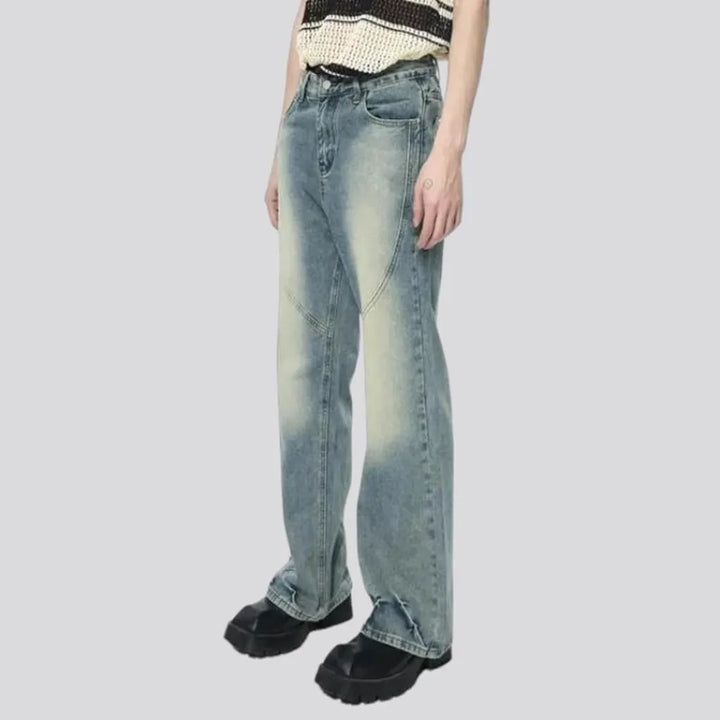 High-waist round-front-seams jeans
 for men