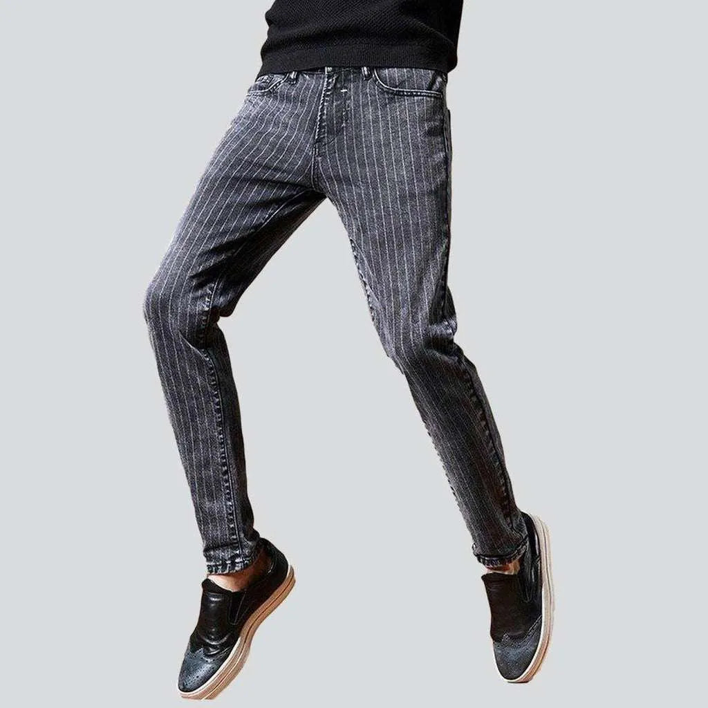 Striped grey jeans for men