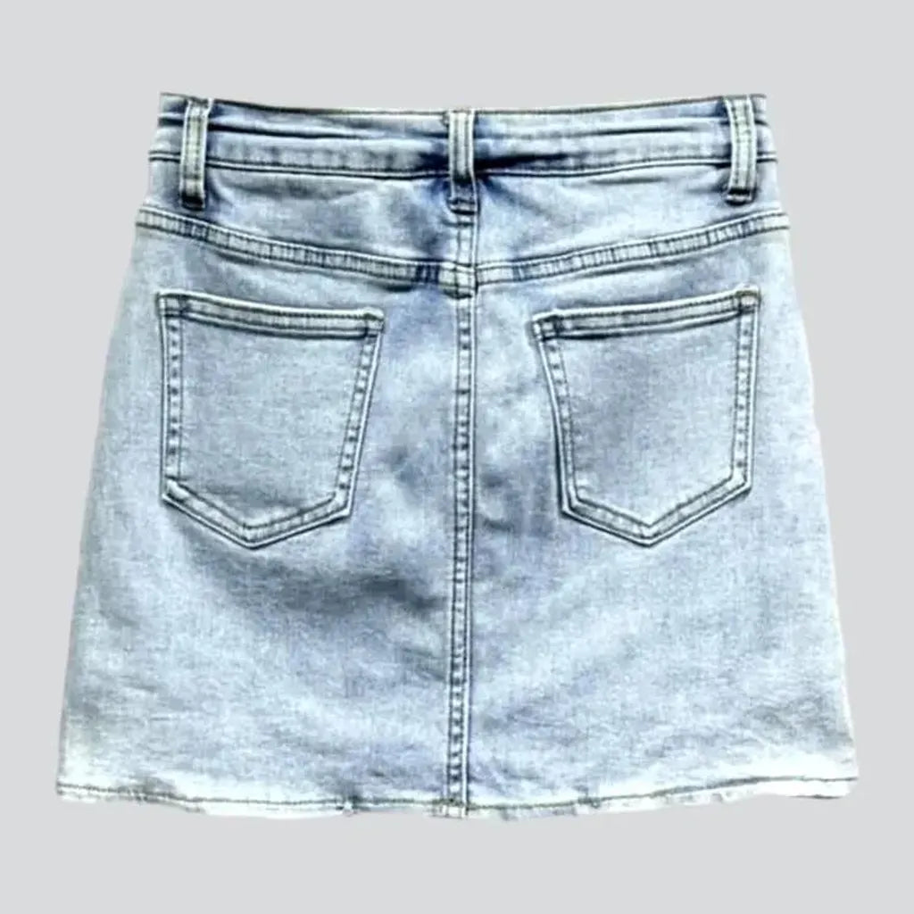 Mid-waist mini jean skort
 for ladies