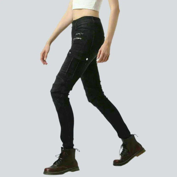 Protective women's biker jeans