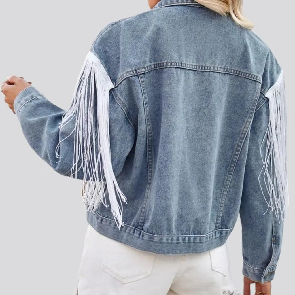 Fringe jean jacket
 for women