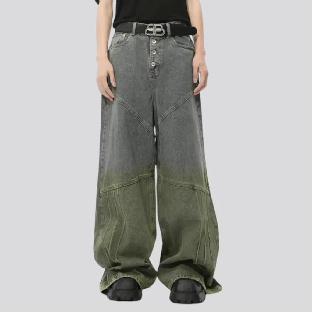 Baggy leg mid rise fashion men's jeans