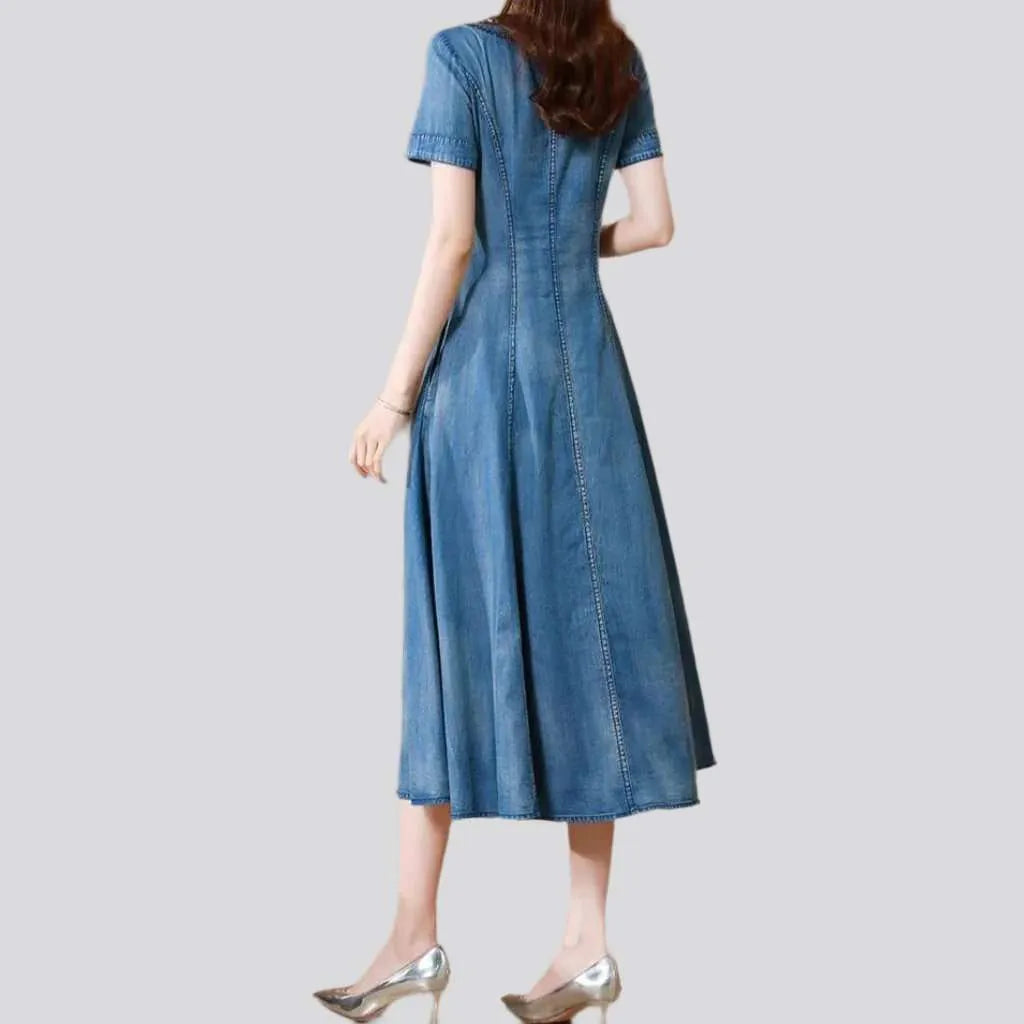 Light wash vintage jean dress
 for women