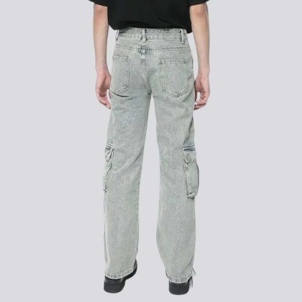 Rock-washed fashion jeans
 for men