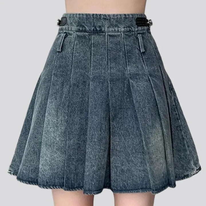 Fashion pleated jean skirt
 for women