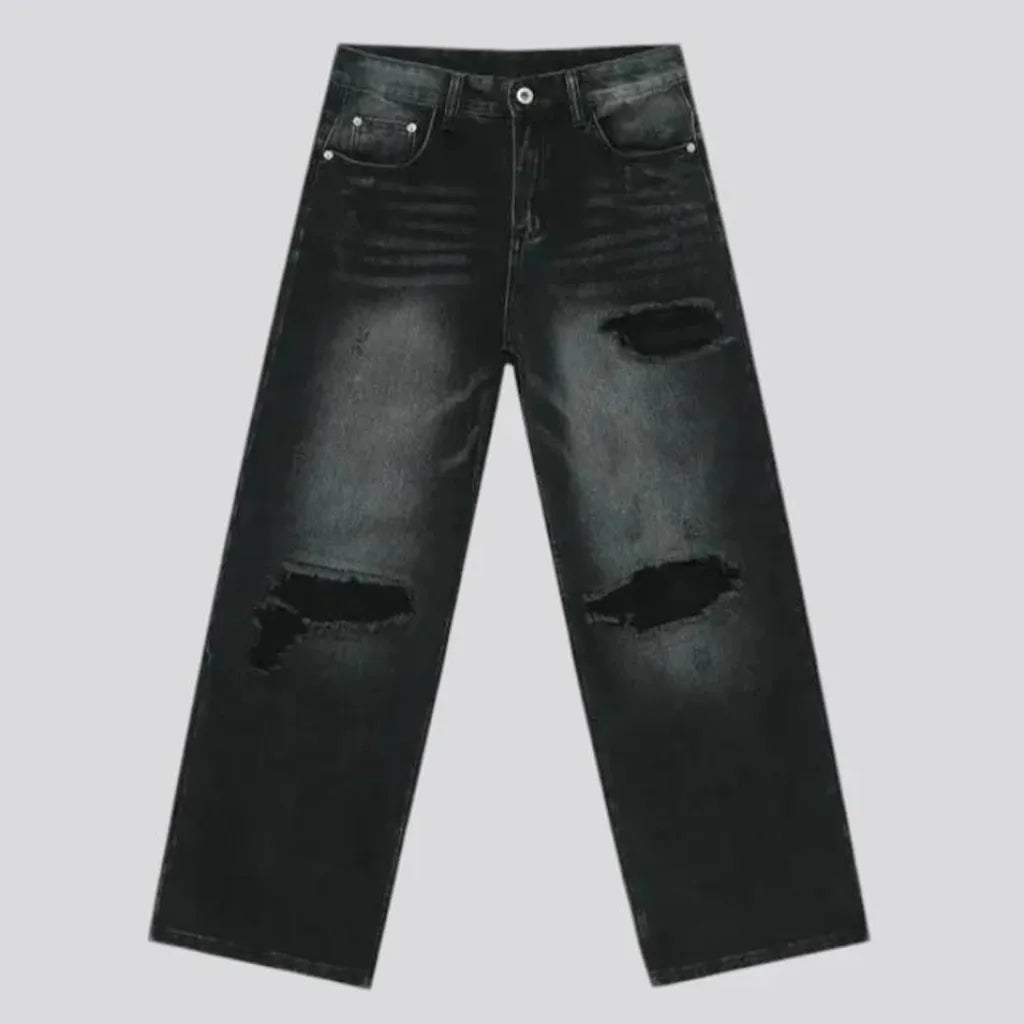 Whiskered boho grunge fit jeans for men