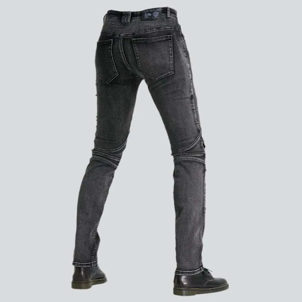 Protective grey men's biker jeans