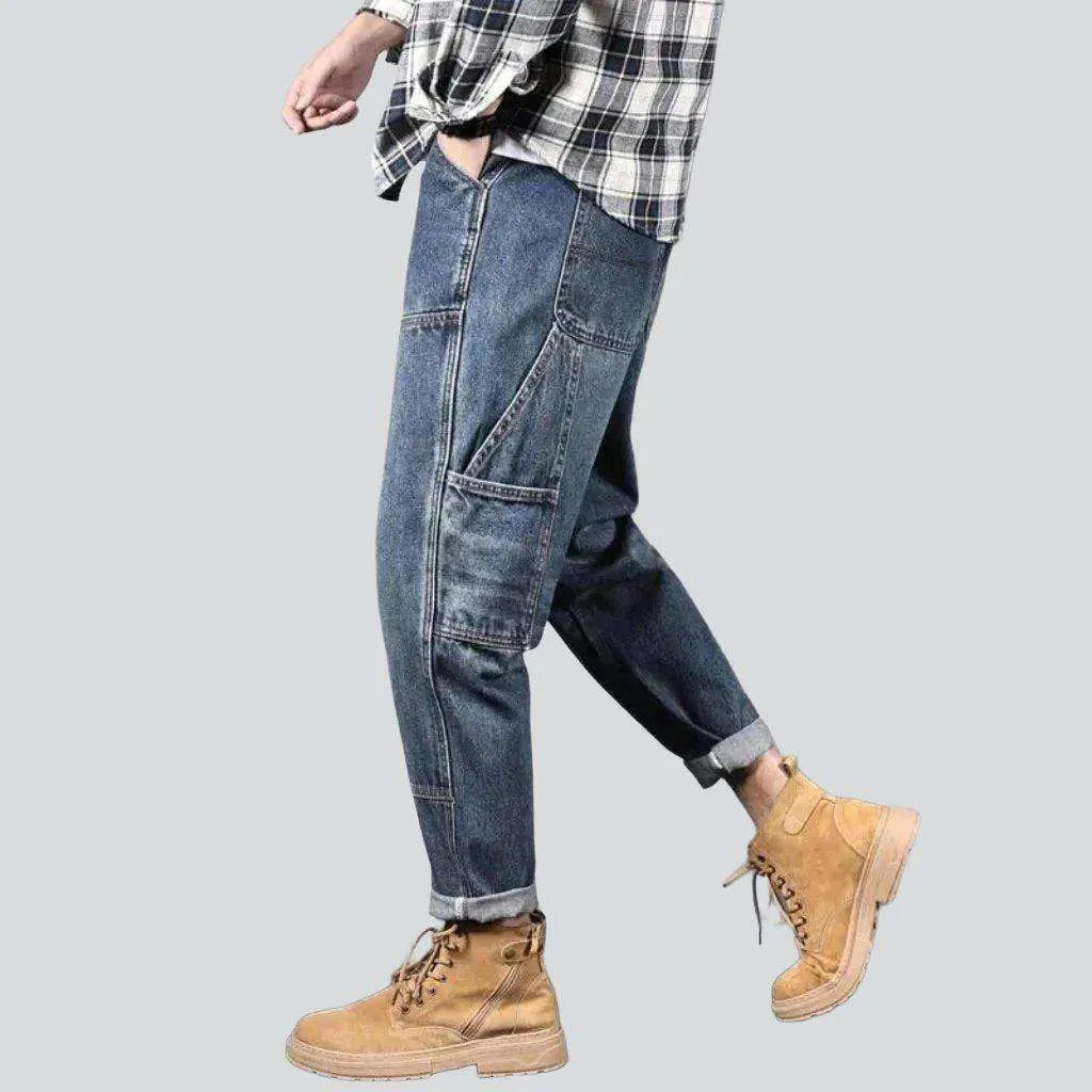 Patched legs carpenter men's jeans