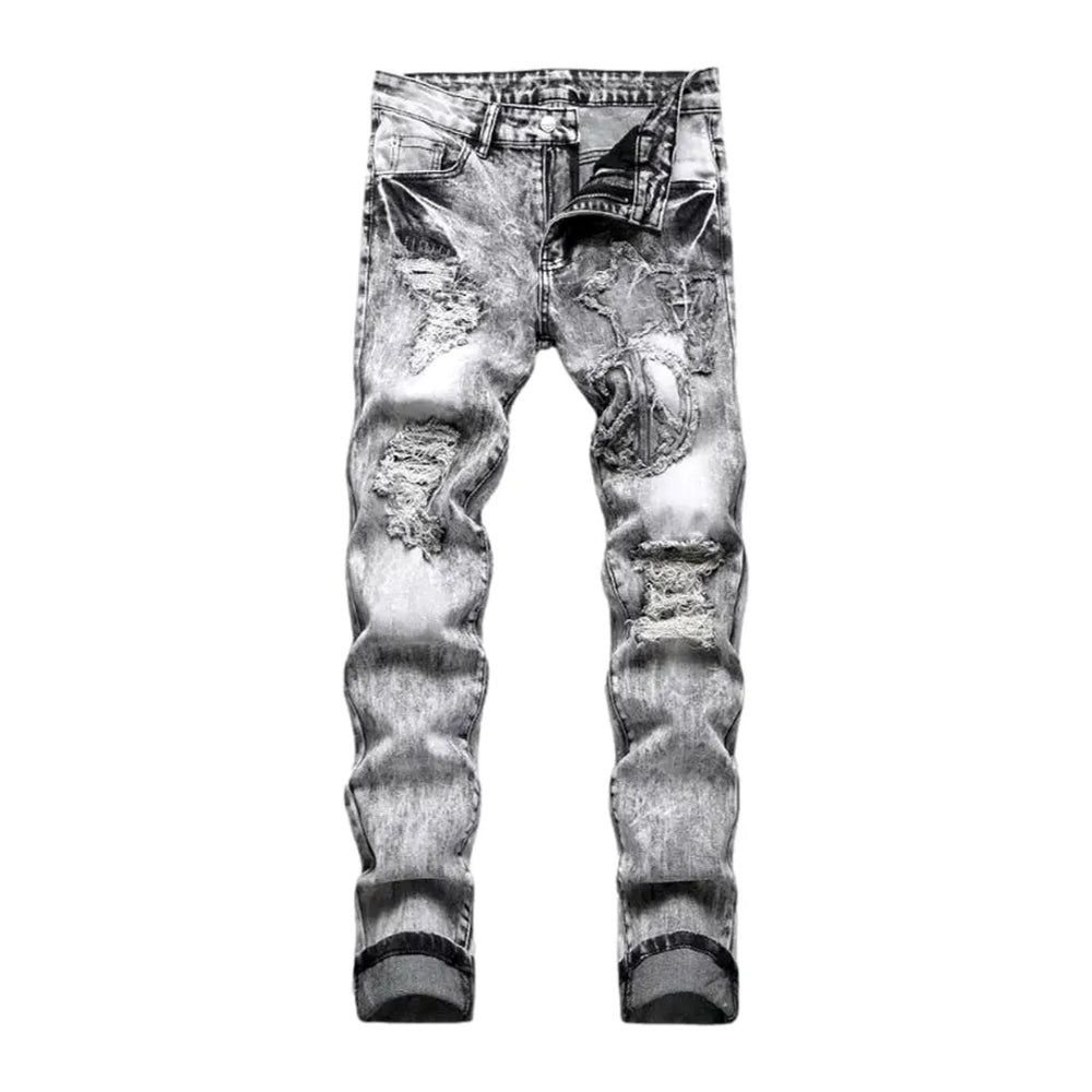 Fashionable Mid Rise Jeans for Men - Grey