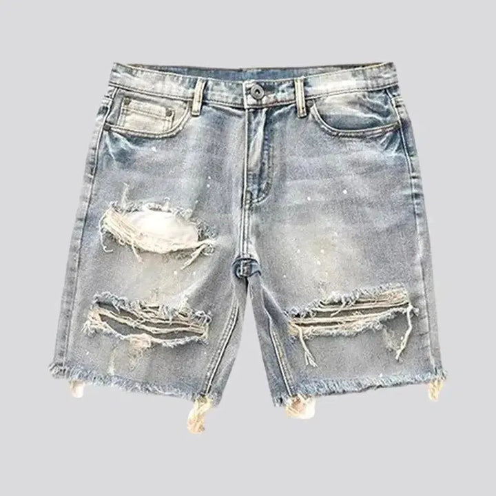 Baggy mid-waist jeans shorts
 for men