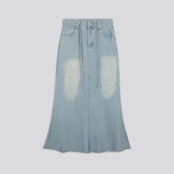 Raw hem vintage women's denim skirt