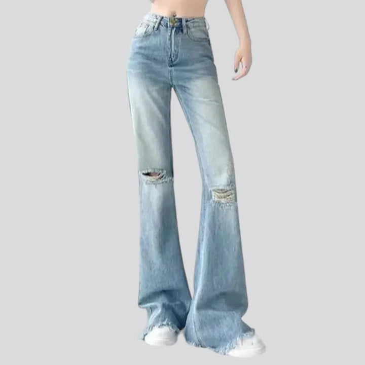 Frayed-hem street jeans
 for women