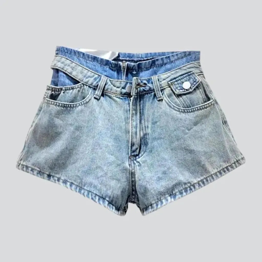 High-waist street denim shorts
 for ladies