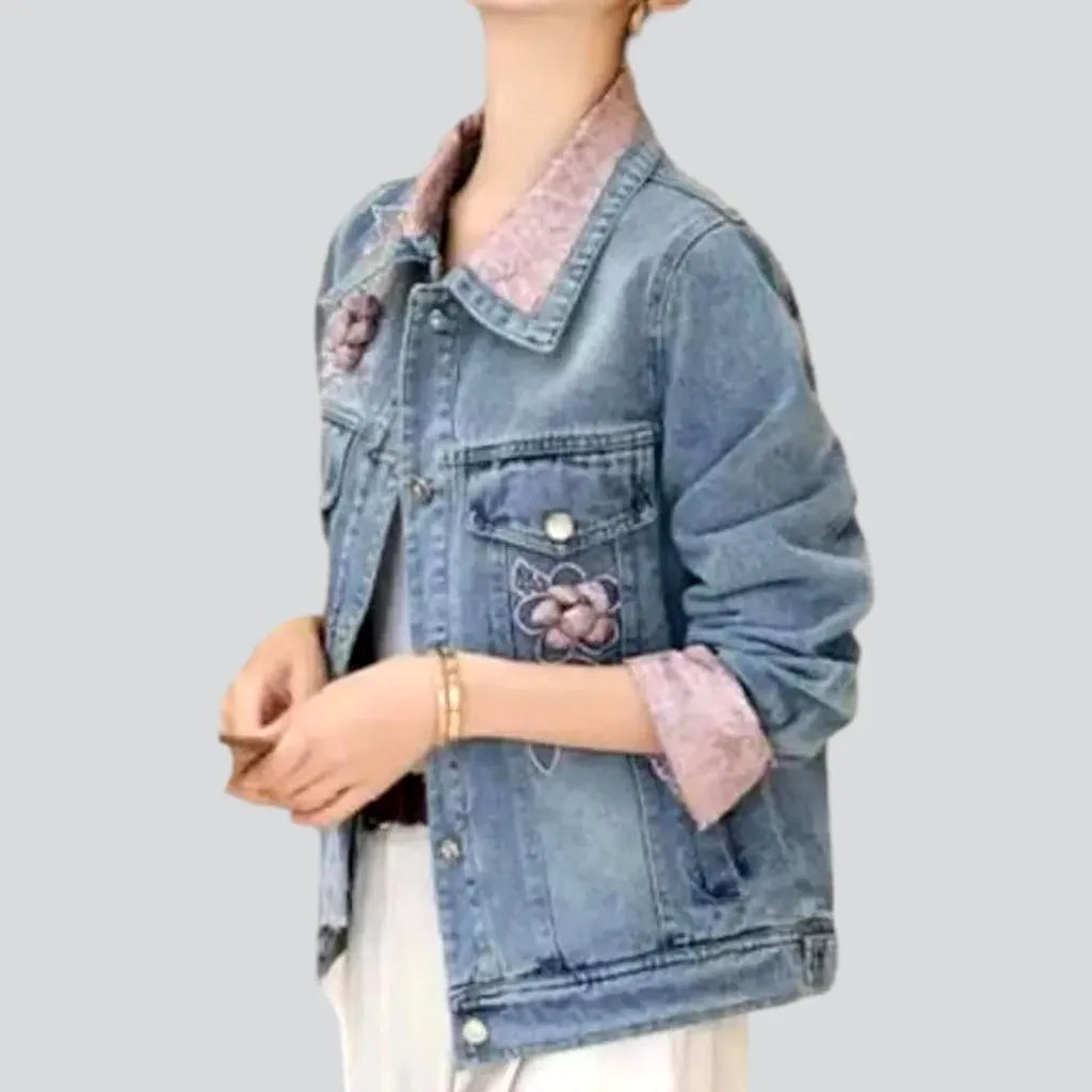 Color-block women's jean jacket