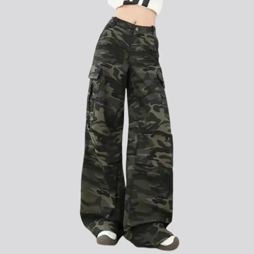 High rise multicolor baggy jeans for women