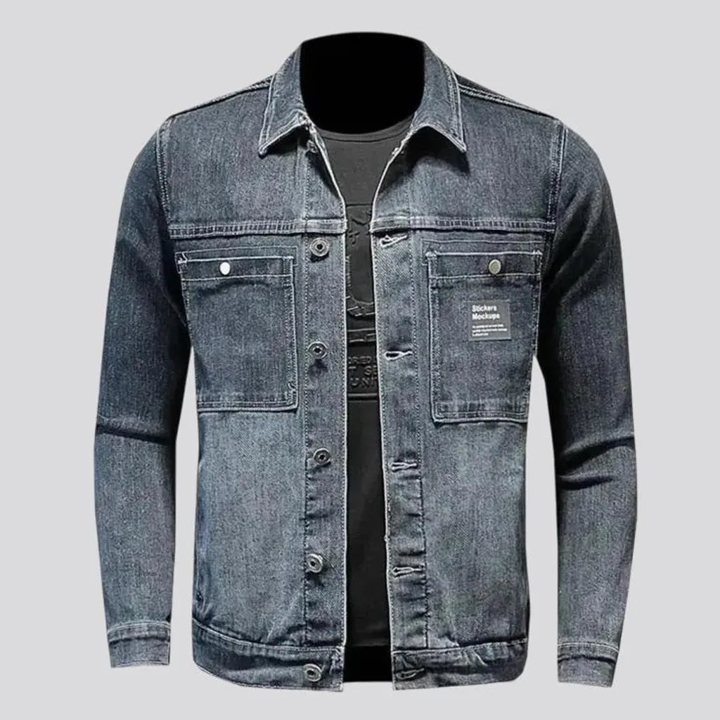 Vintage washed out jean jacket for men