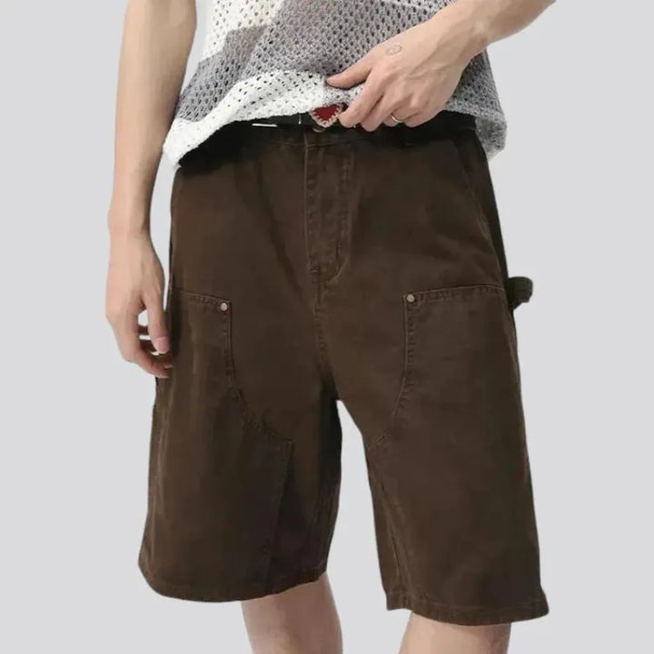 Brown high-waist men's jeans shorts