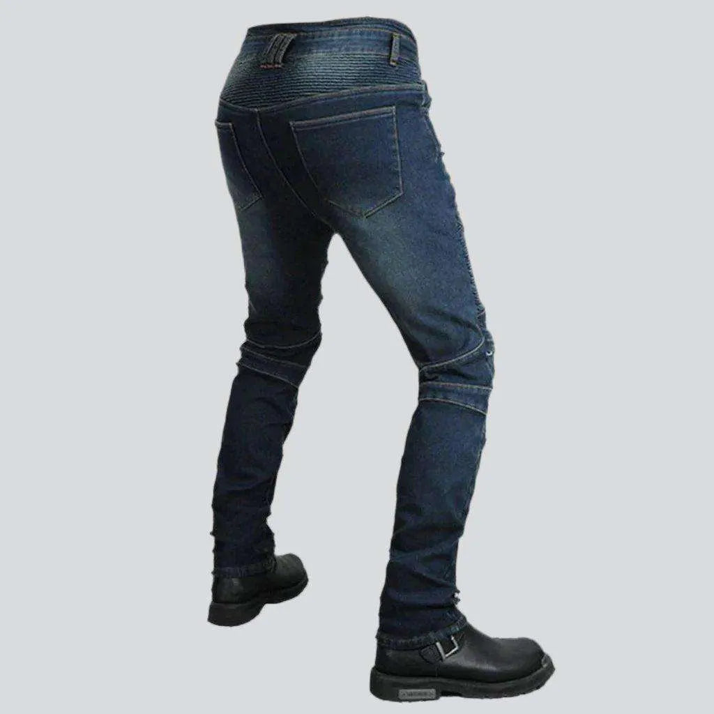 Warm velvet men's biker jeans