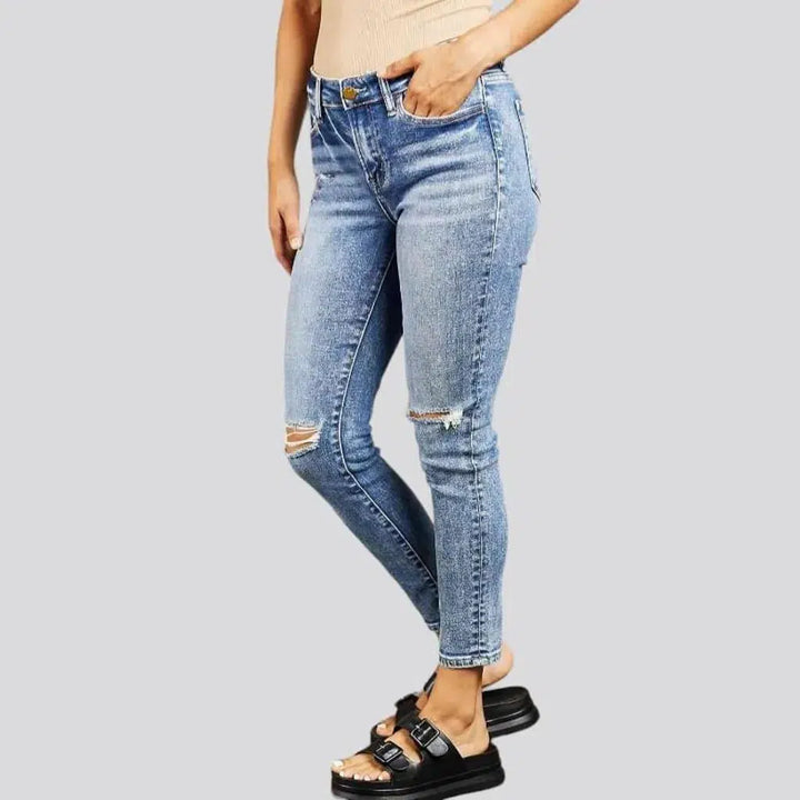 High-waist distressed jeans
 for ladies