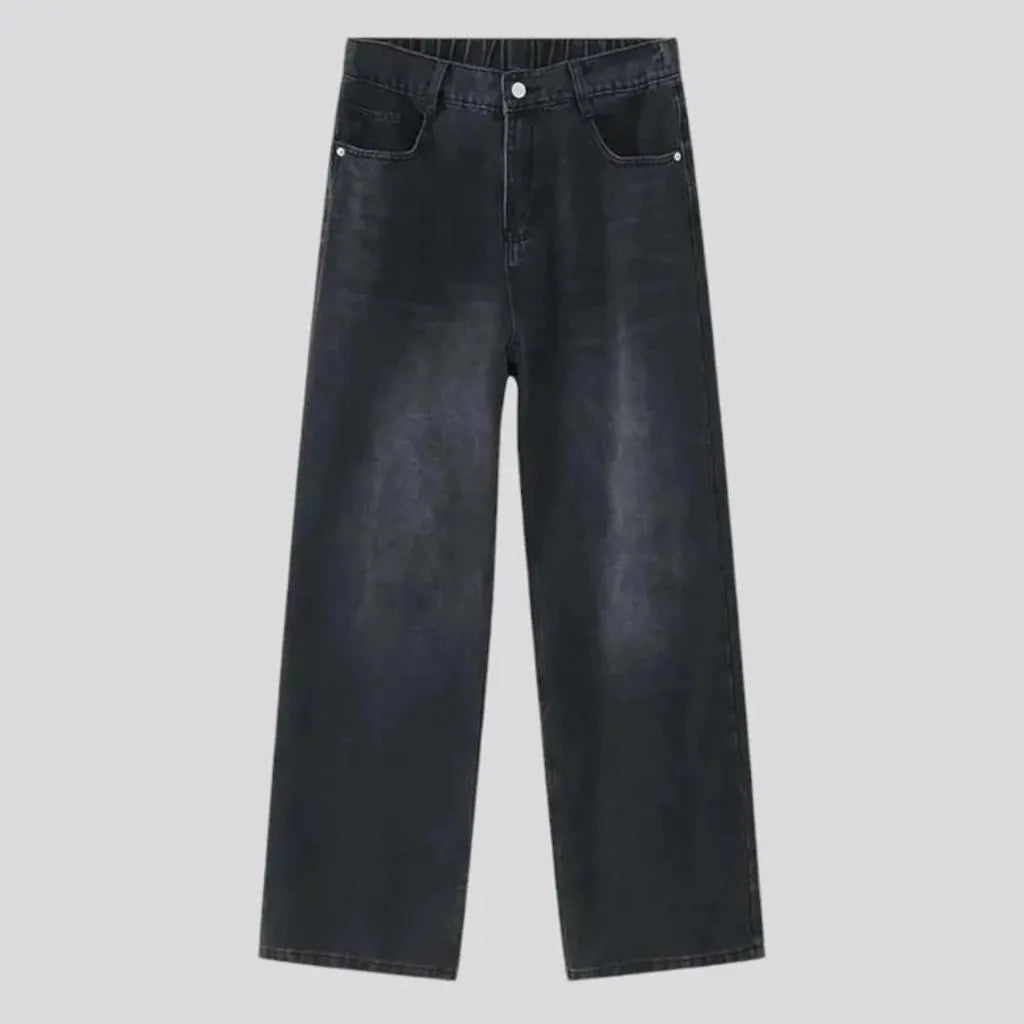 Sanded monochrome fashion fit men's jeans