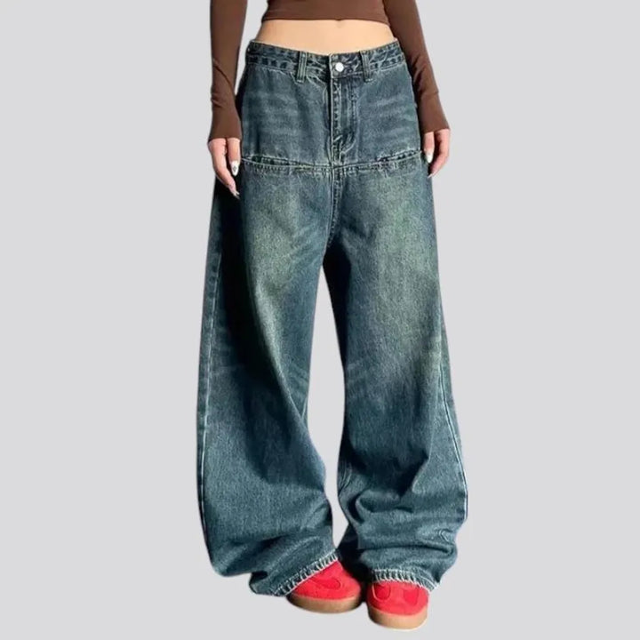 Faded blue retro baggy women's jeans