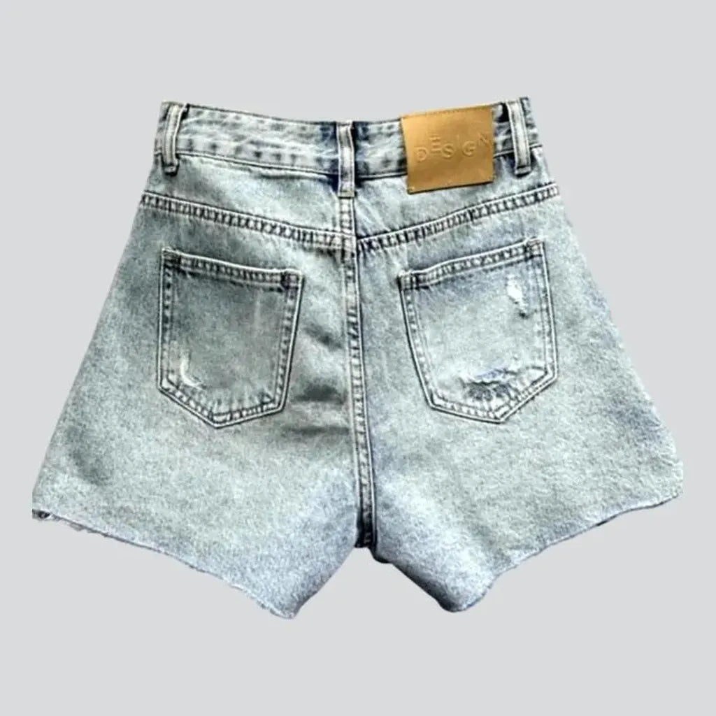 Boho vintage women's jean shorts