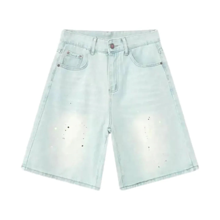 Boho Style Men's Denim Shorts - Light Blue