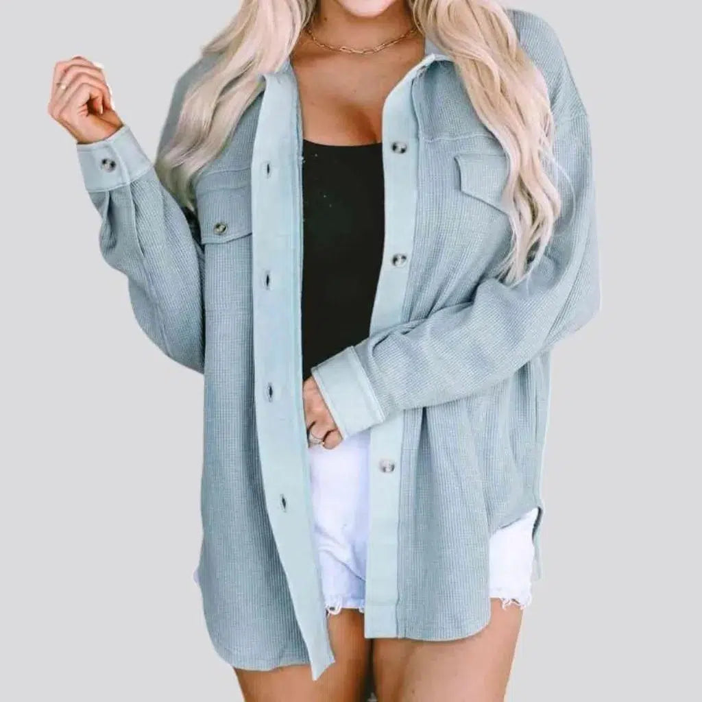 Color oversized denim jacket
 for women