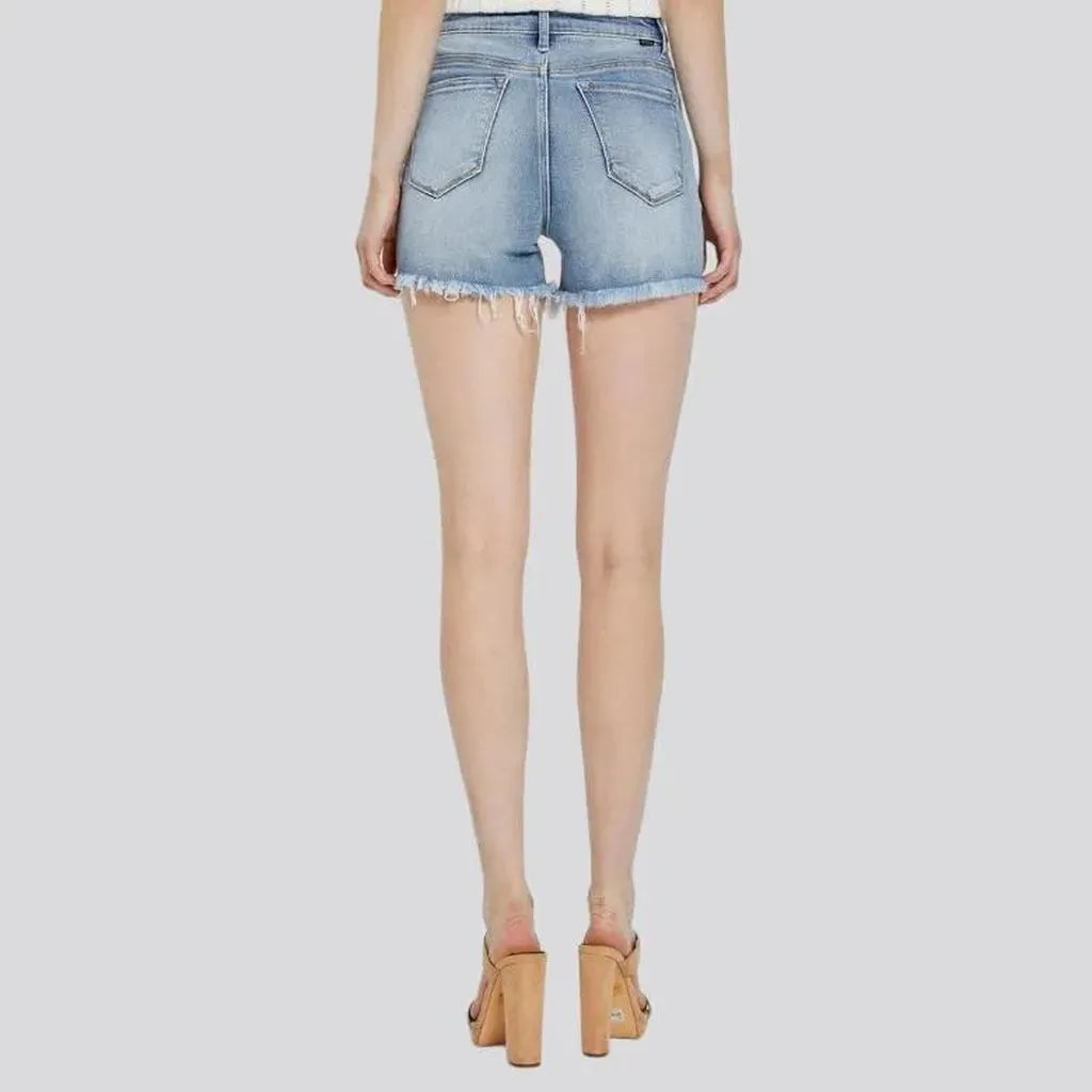 Light-wash grunge jean shorts
 for women