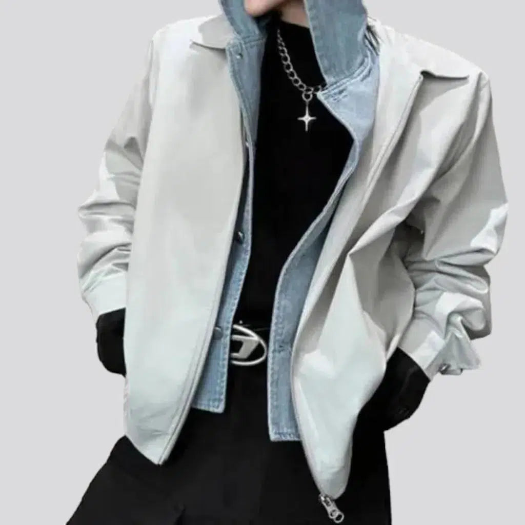 Mixed-fabrics layered denim jacket | Jeans4you.shop