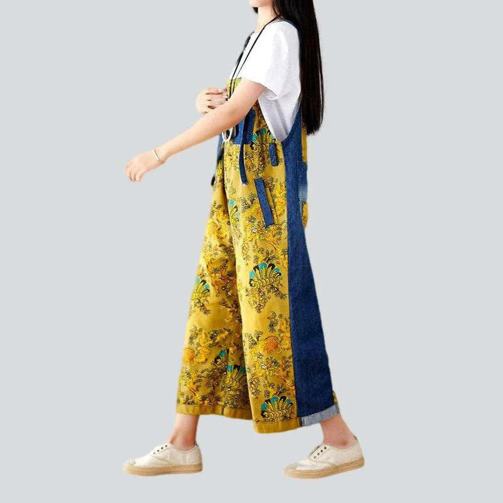 Chinese ornament women's denim jumpsuit