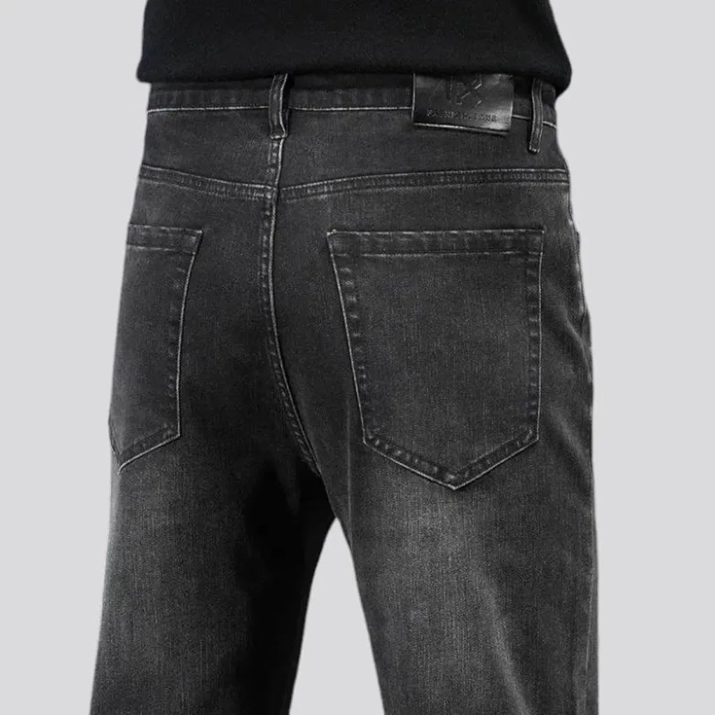 Whiskered and straight fit men's jeans