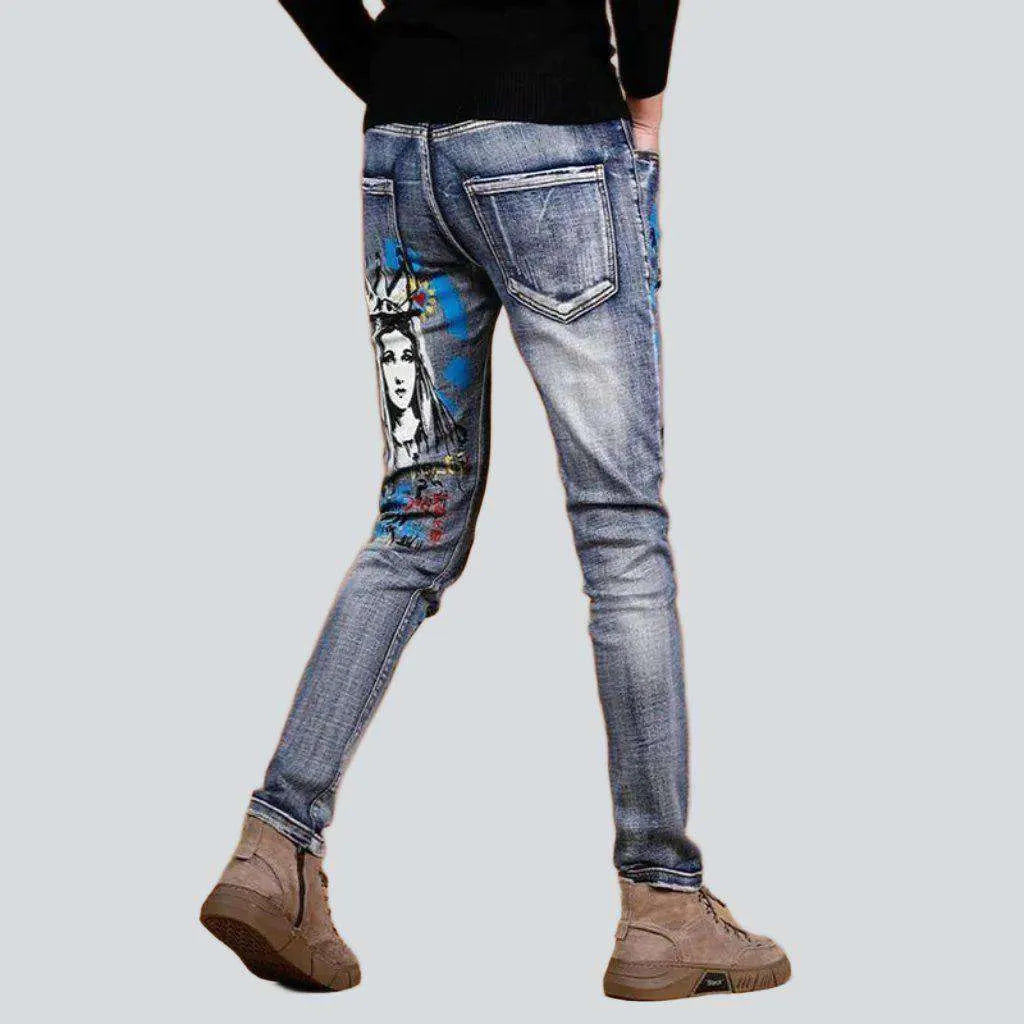 Color print stretchy men's jeans