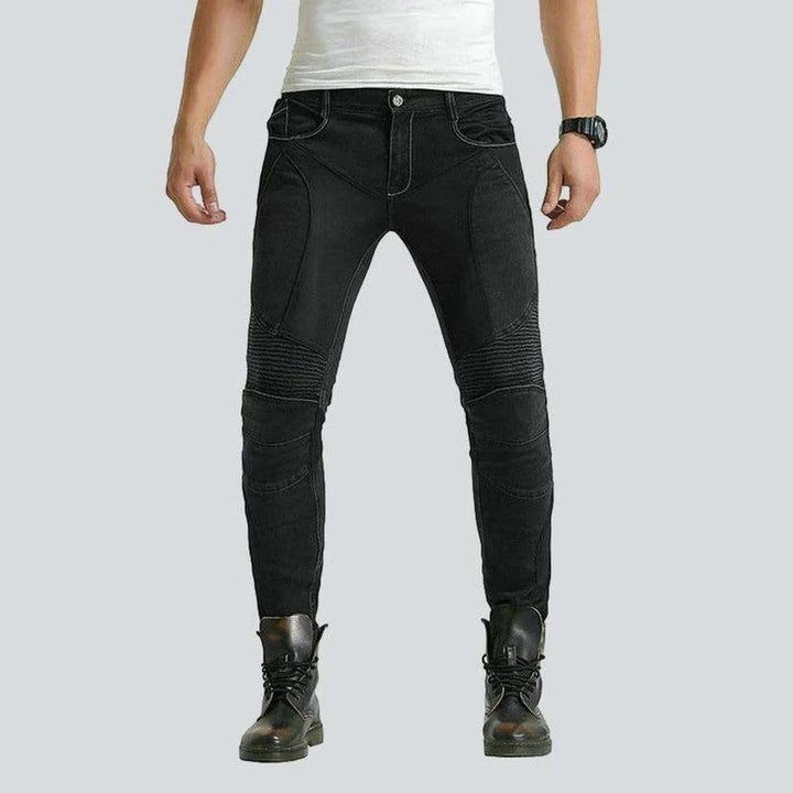 Biker jeans with breathable mesh