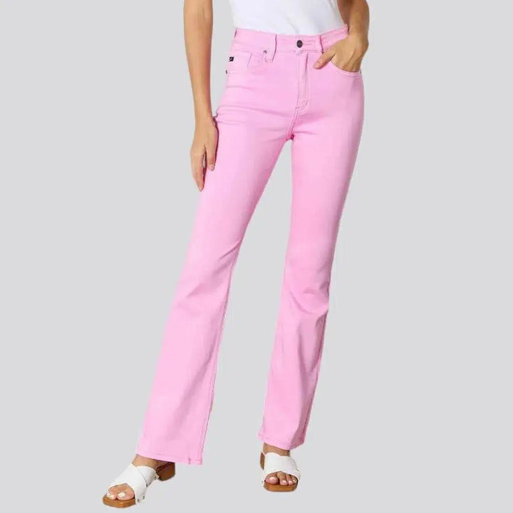 Pink bootcut jeans
 for women